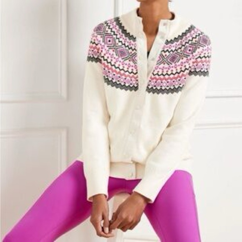 Tablots White Cardigan with Pink and Gray Pattern size 1X nwt